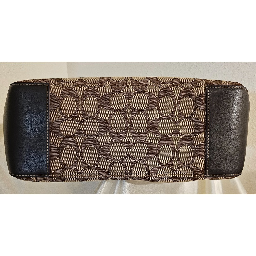 Coach Tote Signature "C" Jacquard/Leather/ Beige/Brown/Gold accents - Picture 15 of 16